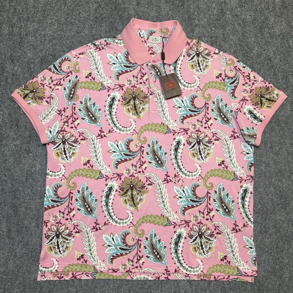 Etro Other - Etro Milano Floral Paisley Pink Jersey Polo XXXL Men Size 3XL NEW NWT